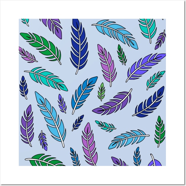 Blue Feathers Wall Art by HLeslie Design